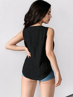 Sleeveless  Slightly stretchy Lace V-Neck Tank Top