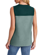 Sleeveless Color Block Round Neck Top