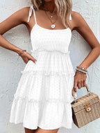 Spaghetti Strap Frill Tiered Summer Dress