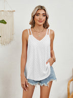 Sleeveless Florira Cutout Eyelet Tank Top