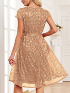 V-Neck Metallic Print Dress