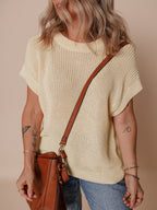 Short Sleeve Round Neck Knit Top