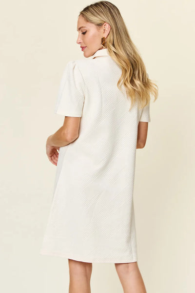 Short Sleeve Collared Neck Dress