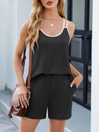 Casual Ribbed Tank Top and Shorts Set