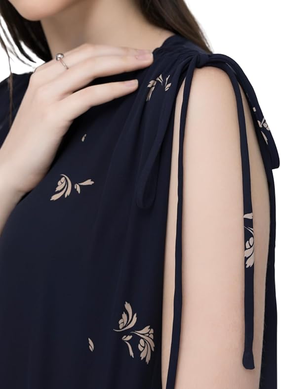 Sleeveless V-Neck Floral Flared Dress