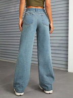 Women's Wide Leg Distressed Jeans with Pockets