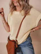 Short Sleeve Round Neck Knit Top