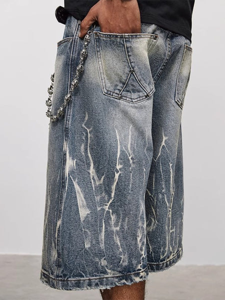 Men's Washed Loose Fit Denim Shorts