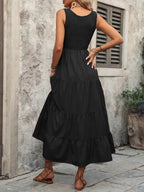 Sleeveless Scoop Smocked Neck Dress