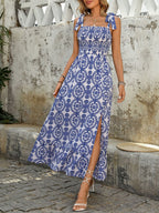 Women's Square Neck Printed Maxi Cami Dress