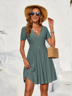 Eyelet Short Sleeve Mini Dress