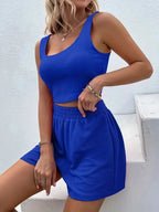 Plus Size Wide Strap Tank and Shorts Set