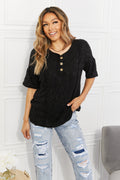 Half Sleeve Black Animal Print Textured Top