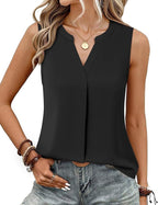 Timeson Women's Chiffon V Neck Sleeveless Blouse