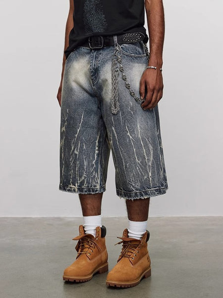 Men's Washed Loose Fit Denim Shorts