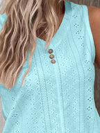 Sleeveless Eyelet V-Neck Top