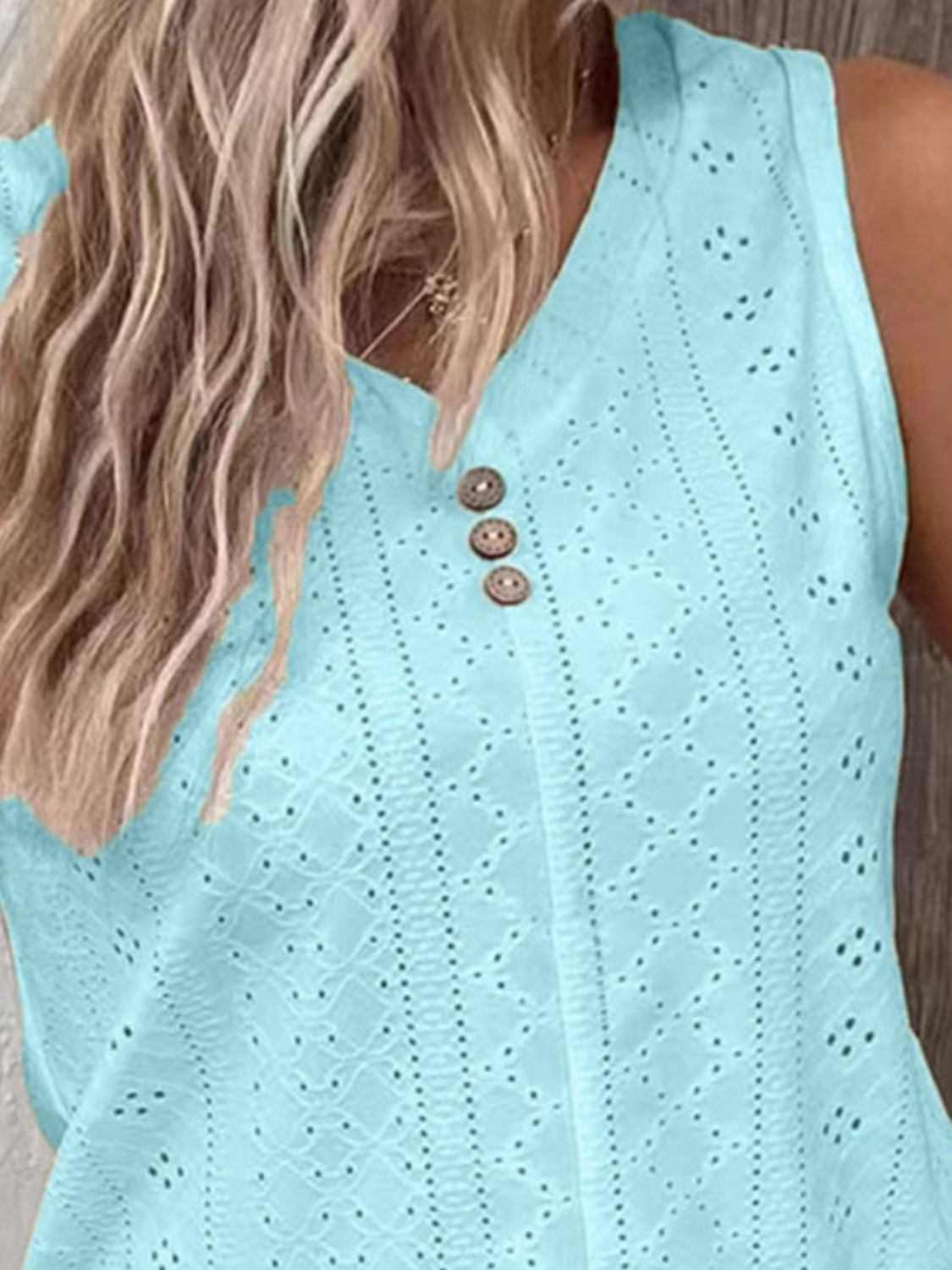 Sleeveless Eyelet V-Neck Top