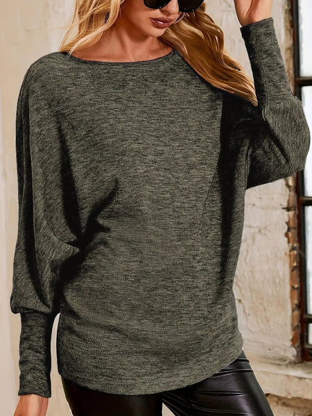 Round Neck Long Sleeve Relaxed Fit Top