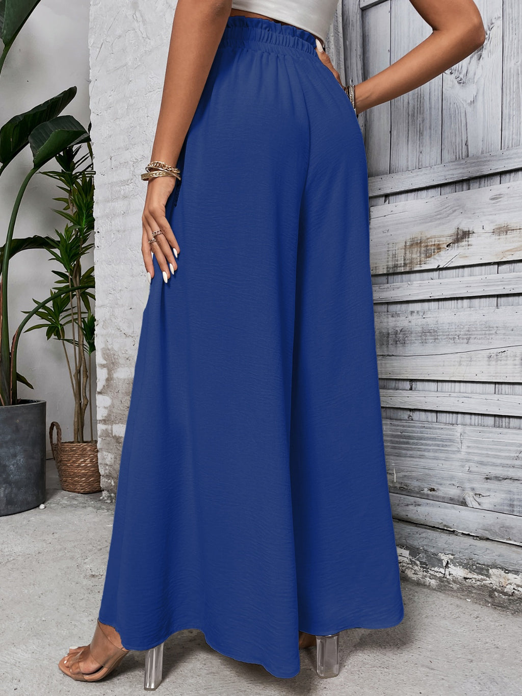 Women's Tied High Waist Wide Leg Pants