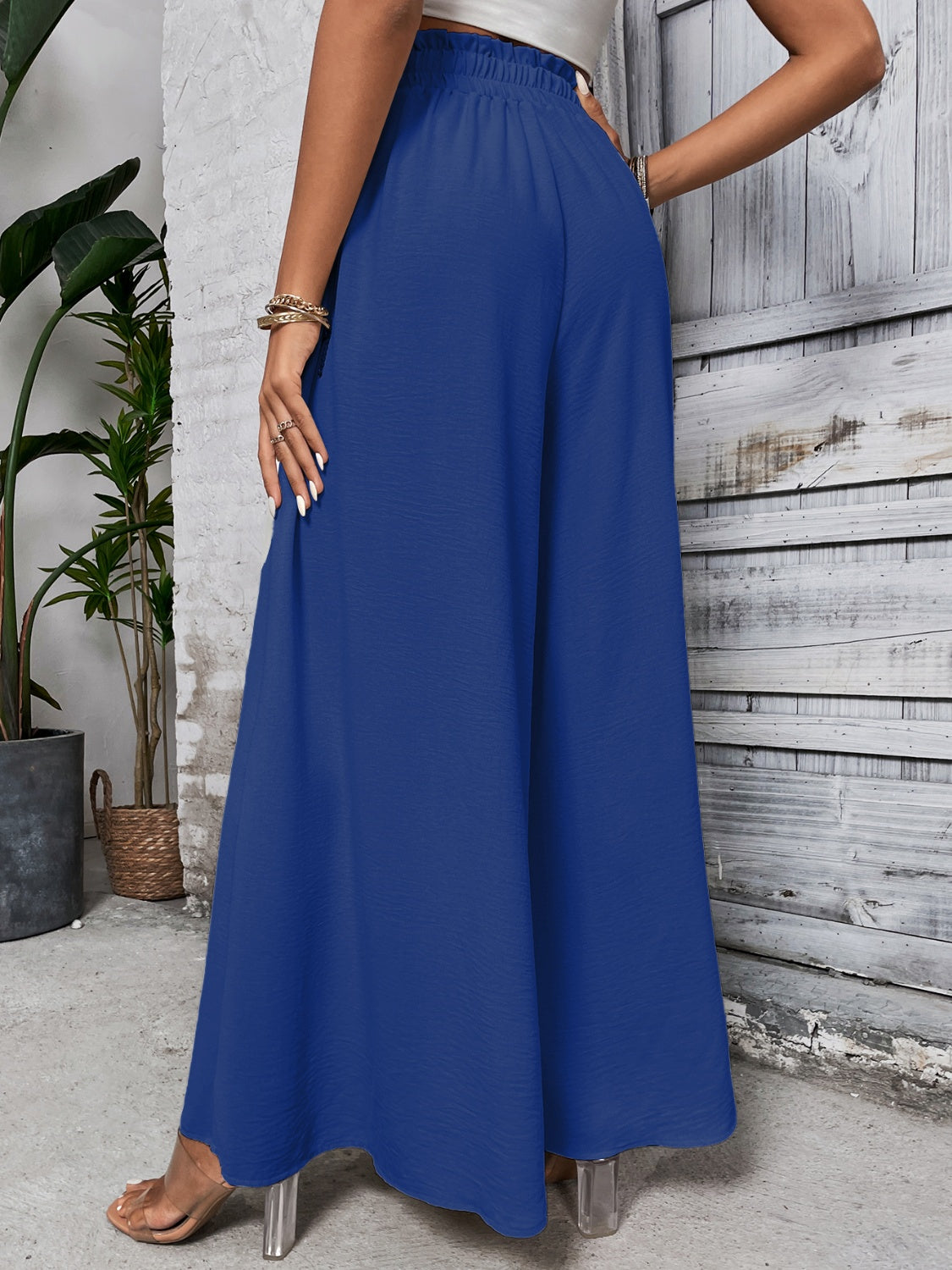 Women's Tied High Waist Wide Leg Pants