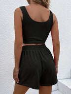 Plus Size Wide Strap Tank and Shorts Set