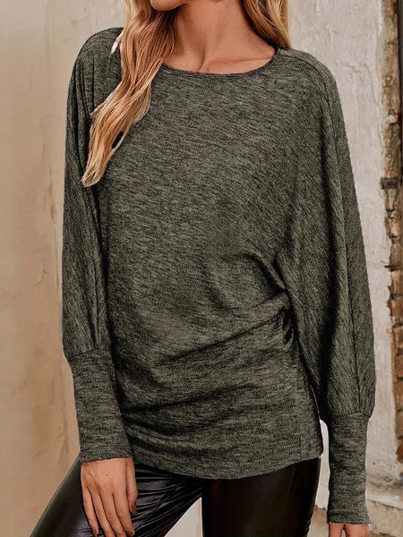 Round Neck Long Sleeve Relaxed Fit Top