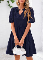 KIRUNDO Eyelet Summer Short Sleeve Lace Dresses With Pockets