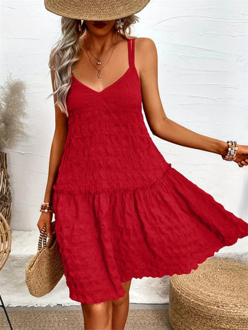 Crisscross Spaghetti Straps Tiered Cami Dress