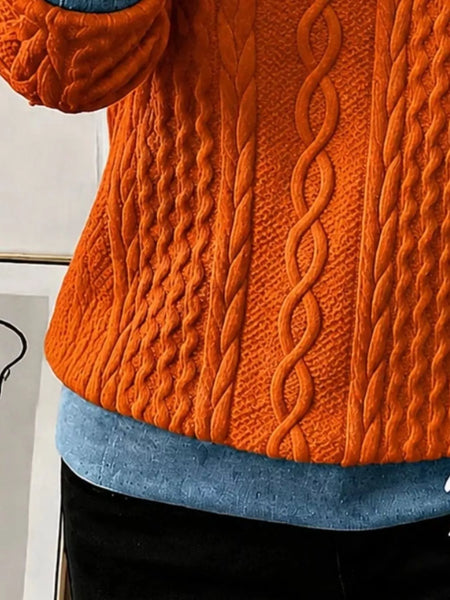 Denim Contrast Trim Quarter Zipper Sweatshirt