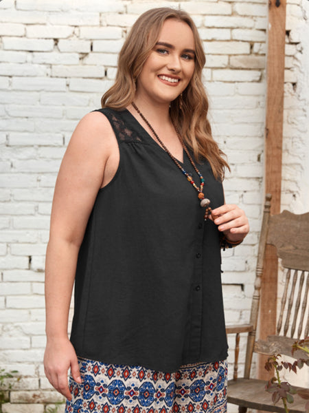 Plus Size Sleeveless V-Neck Top