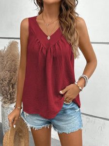 Women's V-Neck Ruched Tank Top