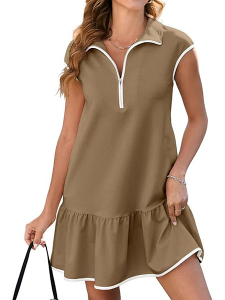 Cap Sleeve Zip Front Dress