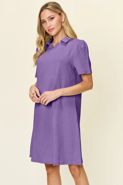 Short Sleeve Collared Neck Dress