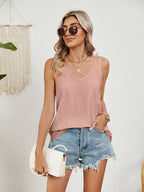 Sleeveless Florira Cutout Eyelet Tank Top