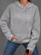 Long Sleeve Textured Embossed Women Hoodie