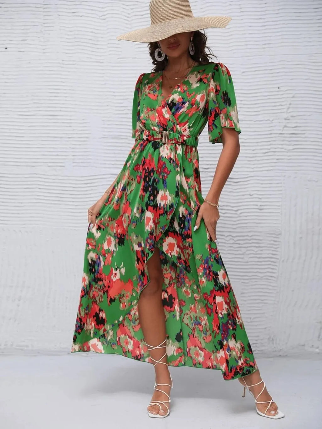 Short Sleeve High Low Maxi Dress