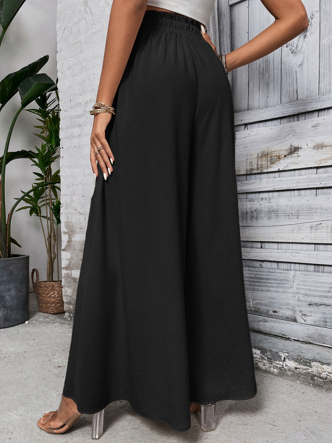 Women's Tied High Waist Wide Leg Pants