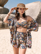 Women's Three-Piece Cover Up and Shorts Set