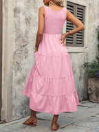 Sleeveless Scoop Smocked Neck Dress