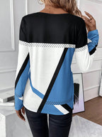 Contrast Round Neck Long Sleeve Top