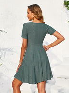 Eyelet Short Sleeve Mini Dress