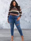 Plus Size Low Rise Ripped Denim Jeans