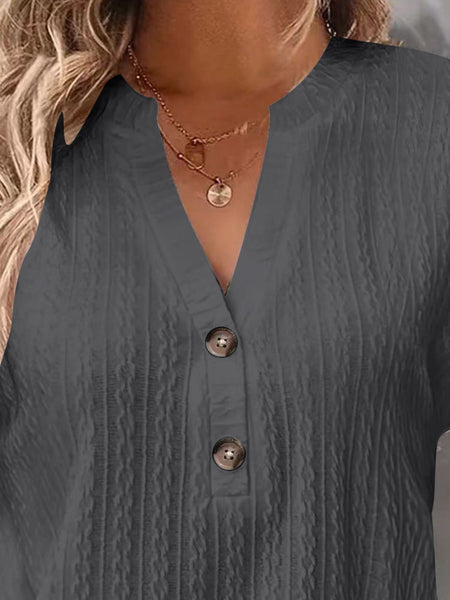 Textured Notched Short Sleeve Top
