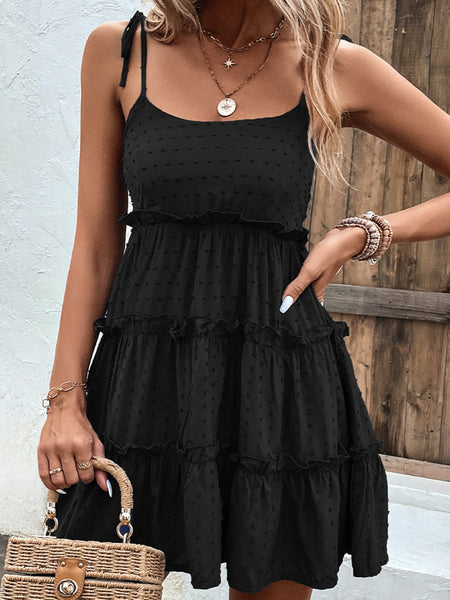 Spaghetti Strap Frill Tiered Summer Dress