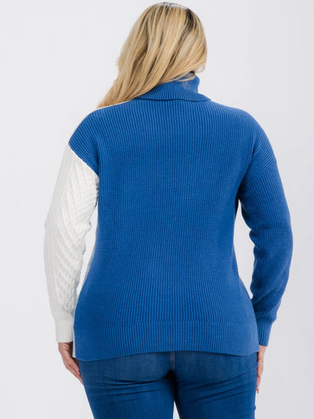 Plus Size Long Sleeve Colorblock Sweater