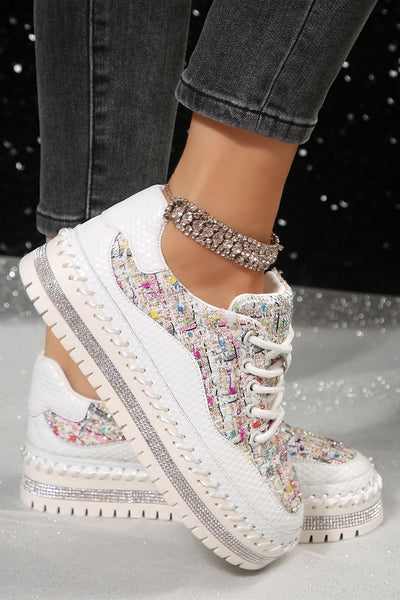 Women Shiny Sequin Thick Sole Sneakers