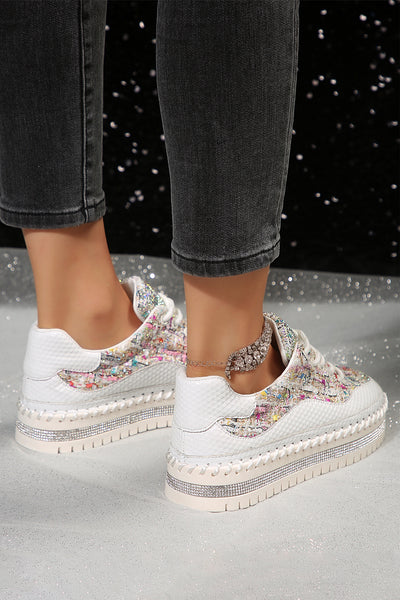 Women Shiny Sequin Thick Sole Sneakers