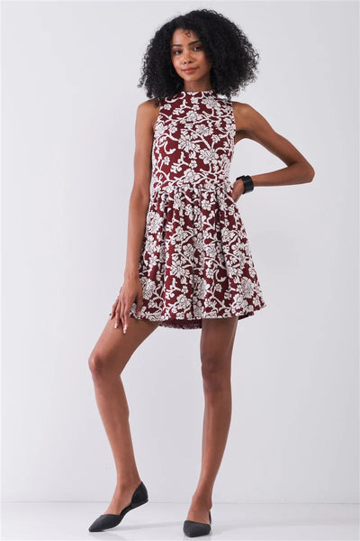  Sleeveless Floral Mini Dress