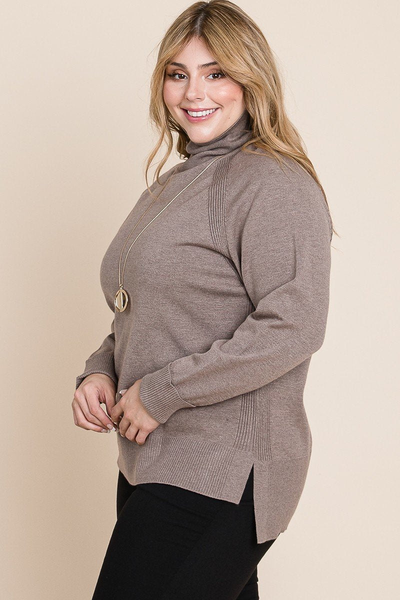 Plus Size Long Sleeve Turtleneck Sweater