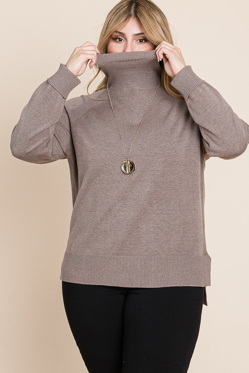 Plus Size Long Sleeve Turtleneck Sweater